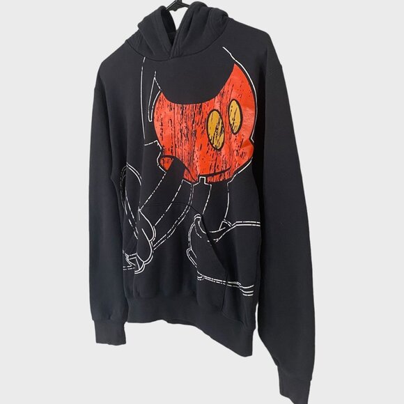 Disney Micky Mouse Ears Hoodie Sweatshirt Men's Small Black Graphic Long-Sleeve - Picture 2 of 13